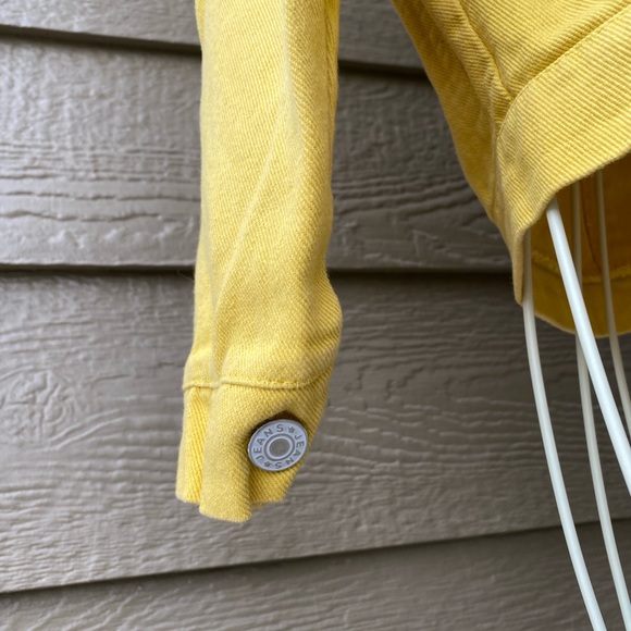 Women's Ripped Distressed Button-Up Denim Jacket Yellow Size XS - Picture 13 of 15
